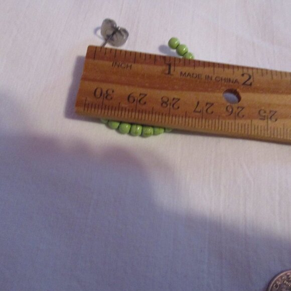 Howlite 116 Ct Beaded Woven Bracelet & Earrings Set Stainless Steel Green - Picture 4 of 5